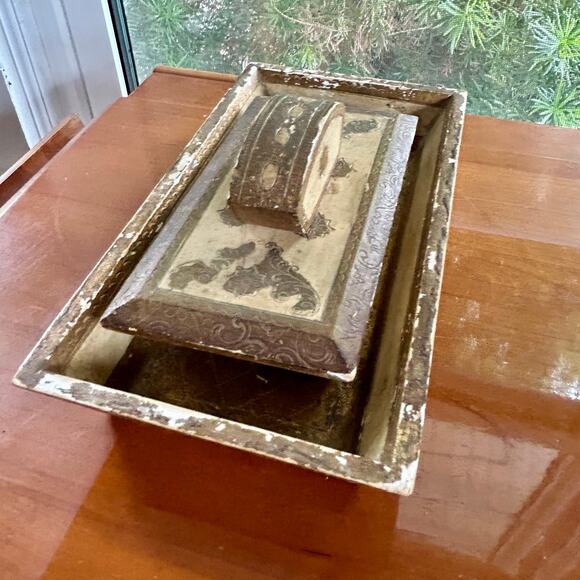 Vintage Florentine Gilt Rocking Blotter & Pen Tray – Italy - Picture 10 of 16